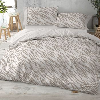 Juego Funda Nórdica 50% Algodón Cebra Cama De 180 Cm - Moka - Burrito Blanco