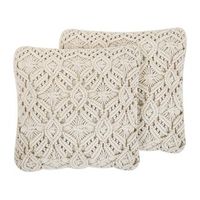 conjunto de cojines decorativos de algodon beige macrame 45 x 45 cm cuerda boho retro esenkoy