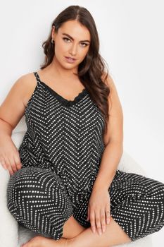 Yours Pijama Capri Negro Moteado De Tirantes