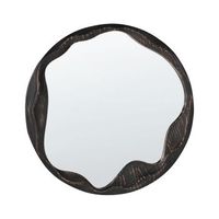 espejo decorativo de pared redondo  60 cm madera de pino estilo retro accesorios para el hogar marron oscuro langon