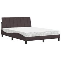 cama con colchon hanko tela marron oscuro 140x190 cm vidaxl