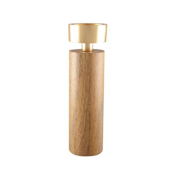 Portavela madera & metal dorado 27cm