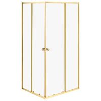 cabina de ducha cuadrada de vidrio templado con puerta 90 x 90 x 190 cm dorado huapi