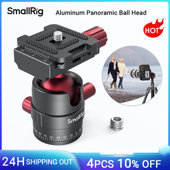 SmallRig cabezal de bola panorámico de aluminio, sostiene hasta 5kg con adaptador de tornillo de 1/4 a 3/8, placa de zapata rápida de 1/4 pulgadas-3034