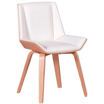 Silla de madera de arce clara con cojín, blanco