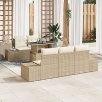 juego de sofas de jardin de 6 piezas con cojines beige ratan sintetico v2116 unico  beige