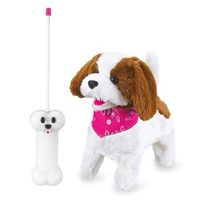 perrito de peluche por radiocontrol lucky blanco y marron 27mhz jamara