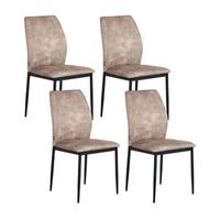 conjunto de 4 sillas de comedor de tela con asiento acolchado y patas de hierro gris pardo rochefort