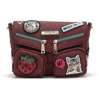 nicole lee bandolera bolso cruzado con solapa y multiples parches rojo para mujer