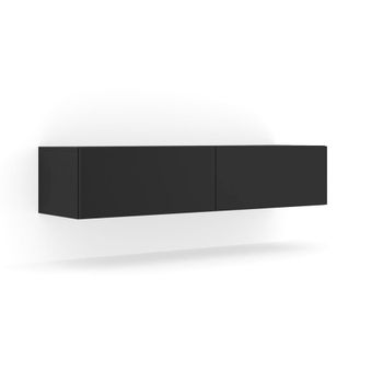 Mueble tv de pared 2 puertas 140 cm paneles laminados negro mate