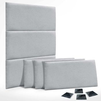 Dhome Juego De 6 Paneles Tapizados De Tela Autoadhesivos Para Pared Acústicos Absorbentes Protección Impactos Cabeceros (gris Claro, 60x40cm, X6)