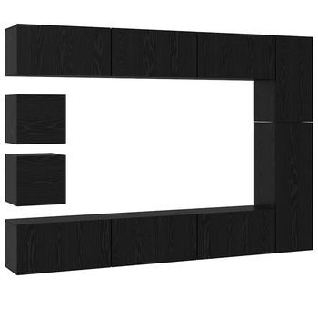 Conjunto De Mueble De Tv 10 Uds. Roble Negro Vidaxl