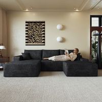sofa modular en l de 270 cm negro 4 plazas y chaise longue