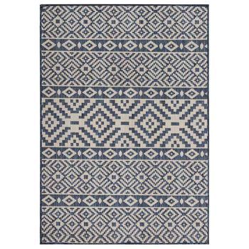 Alfombra De Exterior De Tejido Plano Rayas Azules 160x230 Cm Vidaxl
