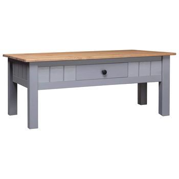 Mesa De Café | Mesa De Centro Madera De Pino Estilo Panamá Gris 100x60x43,5 Cm