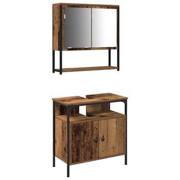 Juego De Muebles De Baño 2 Uds. Marrón Madera De Ingeniería Vidaxl