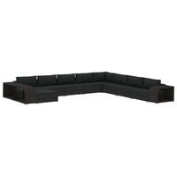 muebles de jardn de 11 piezas con cojines ratn sinttico negro