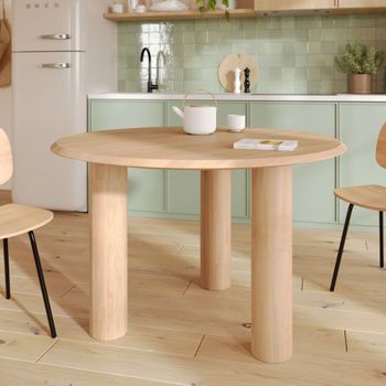 Mesa redonda de madera de mango para 4 personas