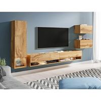 conjunto de muebles de salon amadeo juego de muebles de salon muebles de tv con iluminacion led color wotan