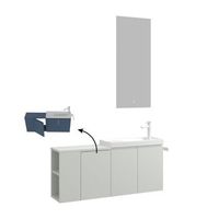 conjunto de mueble con lavabo y espejo 2 piezas  - 110 x 22 x 45 cm - cachemira mate