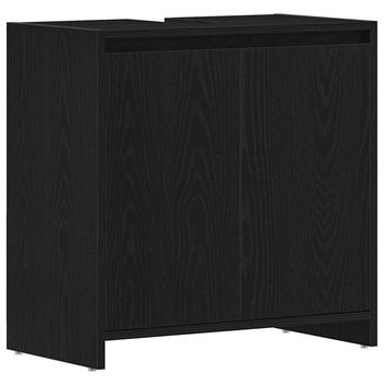 Armario De Baño Madera Contrachapada Negro Roble 60x33x60 Cm Vidaxl