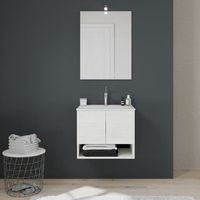 movil de bano suspendido de 60 cm 2 puertas roble gris efecto madera venezia