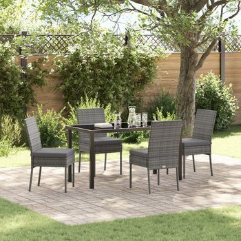 Juego De Comedor De Jardín  5 Piezas Gris Poliratán V1410 Unico / Gris
