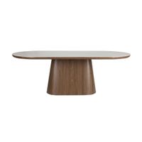 mesa ovalada de comedor en nogal y marmol l200