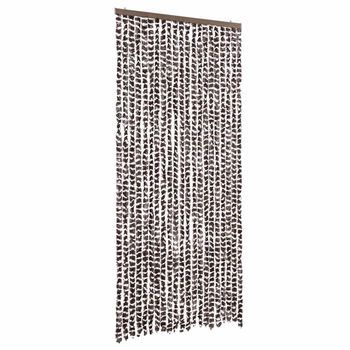 Cortina Mosquitera Chenilla Marrón Y Blanco 90x220 Cm Vidaxl