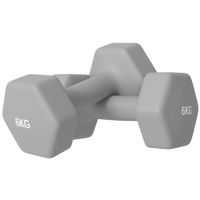 sportnow juego de 2 mancuernas hexagonales de 2 x 6 kg de metal recubiertas en plastico para entrenamiento en casa gimnasio gris