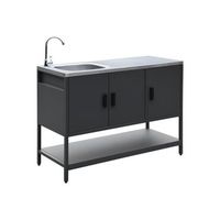 modulo cocina exterior de acero con lavabo 120cm negro