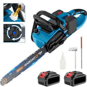 Motosierra Eléctrica Inalámbrica de 16 Pulgadas con Lubricación Automática, Sierra Eléctrica Inalámbrica, Herramienta Eléctrica Portátil para Jardinería y Carpintería
