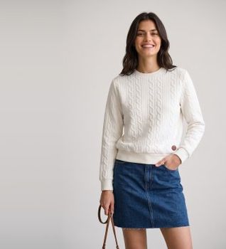 Colmar para mujer. 92000007-3JJ Sudadera de punto trenzado blanco roto (M), Casual, Poliéster