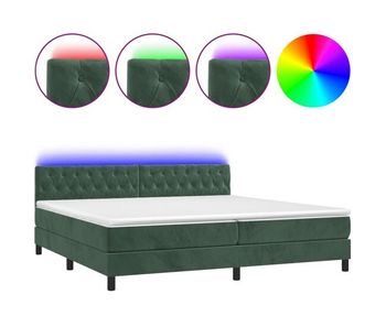 Cama box spring colchón y led terciopelo verde oscuro 200x200cm diseño de botones