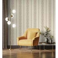 papel pintado vinilico de rayas con cadenetas barrocas efecto textura de tela - selim imperial stripe 676848 de gaulan - rollo de 10 m x 106 m