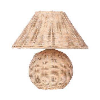 Lámpara De Mesa De Ratán Natural Color Beige Estilo Boho Sala De Estar Dormitorio Cinder