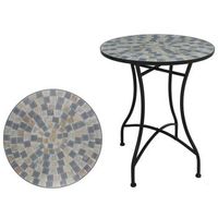 mesa de jardin redonda mosaico ceramico petersbourg o60x71cm