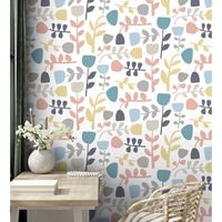 papel pintado vinilico ecologico flores diseno minimalista - eliza spring 682076 de gaulan - rollo de 10 m x 052 m