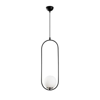 Lámpara de techo negro y tulipa de cristal opal