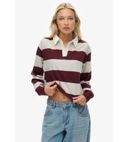 superdry para mujer w6012175a polo stripe rugby gris burdeos s casual algodon manga larga
