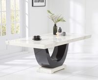 raphael 170cm white and black pedestal marble dining table