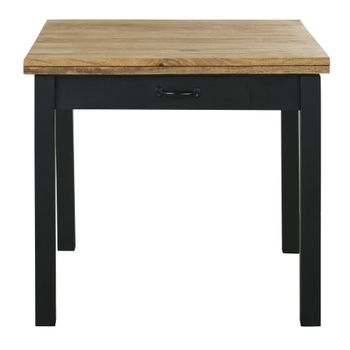 Mesa de comedor extensible de mango macizo y metal negro de 90 a 180 cm