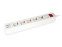 regleta equip con 5 tomas cable de red de 15 metros  2 puertos usb y boton de apagado encendido