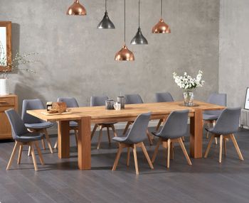 Madrid 200cm Oak Extending Dining Table with Duke Fabric Chairs