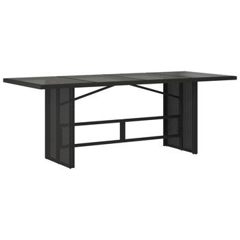 Mesa De Jardín | Mesa De Exterior Superficie De Vidrio Ratán Pe Negro 190x80x75 Cm