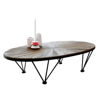 Mesa de centro de olmo macizo reciclado y metal