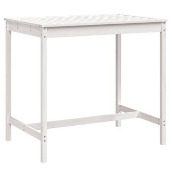 Mesa De Jardín | Mesa De Exterior Madera Maciza Pino Blanco 121x82,5x110 Cm