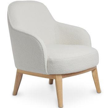 Silla De Comedor Tapizada - Bouclé Blanco - Letra Blanco