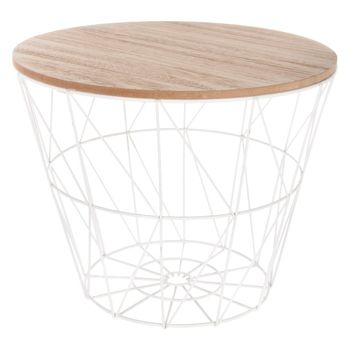 Mesa auxiliar de hierro beige ø38x31cm