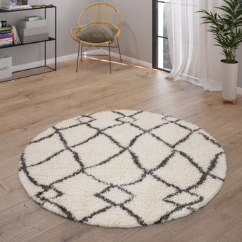 Alfombra de pelo largo Oregon beige 200 cm redondo